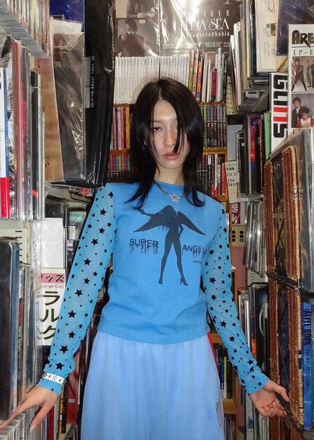 MOMENTEL / Super Angels Star Mesh T-Shirt (Blue