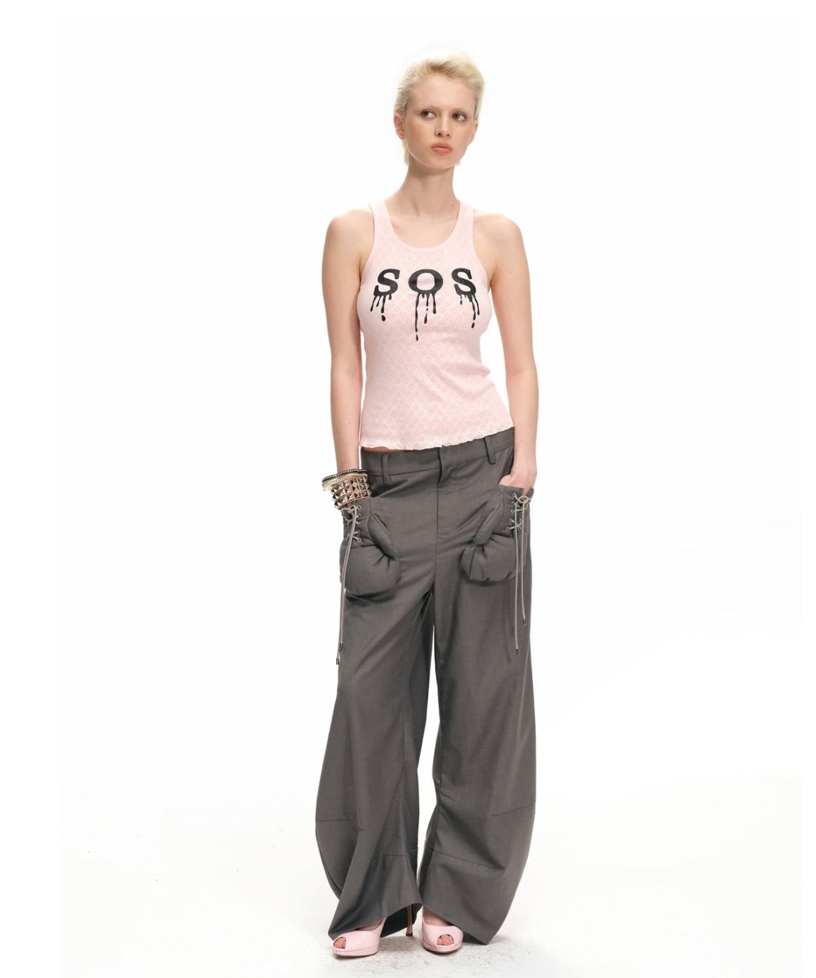 Nφ DRESS / Gray Boxing Glove Low-Rise Suit Pant