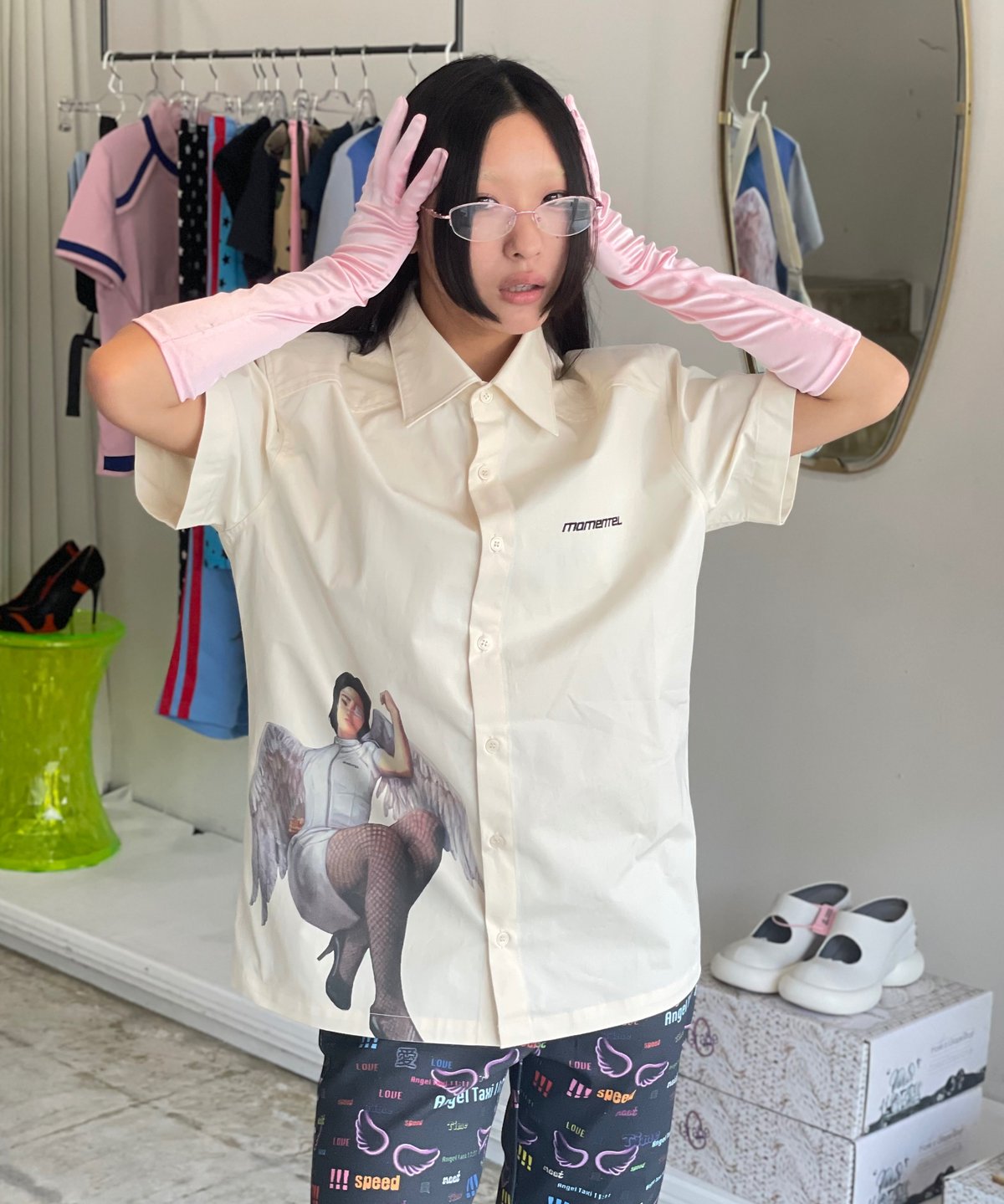Momentel Angels ivory Shirt 半袖シャツ トップス MOMENTEL Angels ivory Shirt | I/O PORT