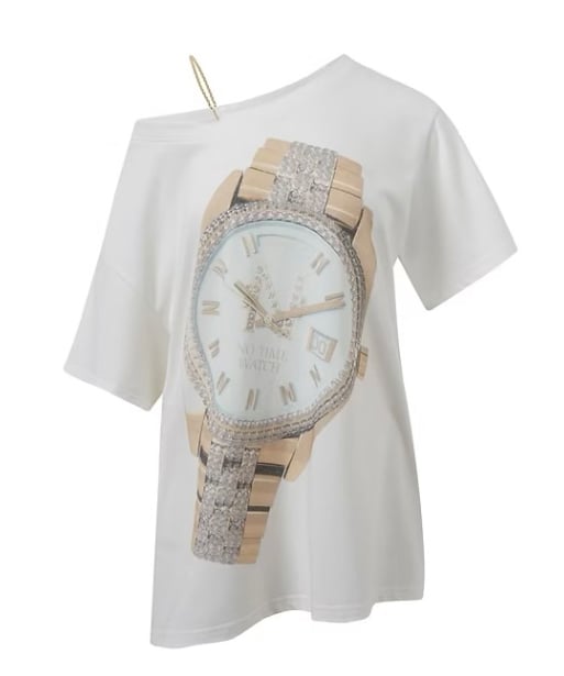 Nodress Notime watch アシンメトリーショルダーTシャツ fit=scale-down,w=1200