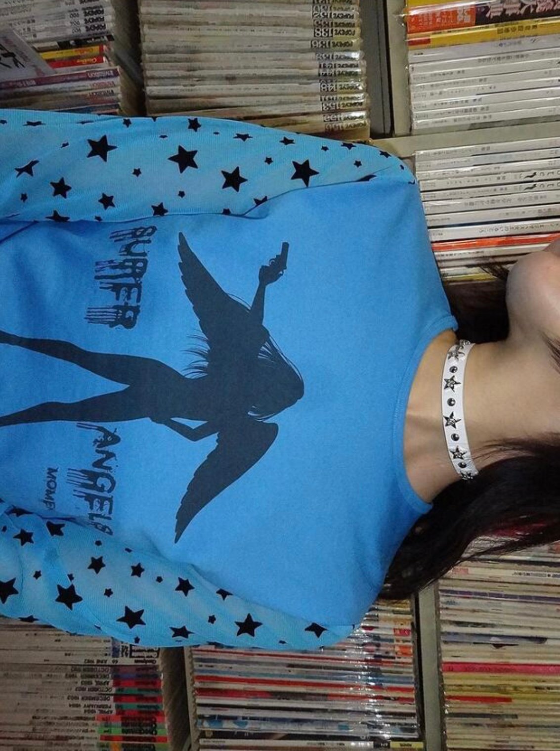 momentel スタースリーブカットソー MOMENTEL / Super Angels Star Mesh T-Shirt (Whi