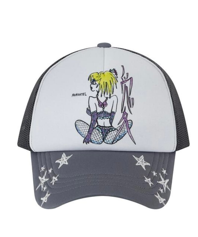 帽子 momentel MOMENTEL / Stare drawing mesh cap (Gray) | I/O