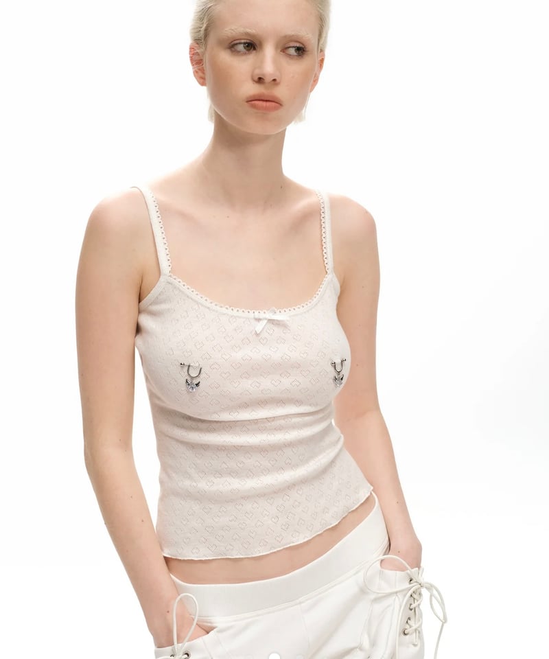 Nφ DRESS / White Studded Bowknot Camisole | I/O