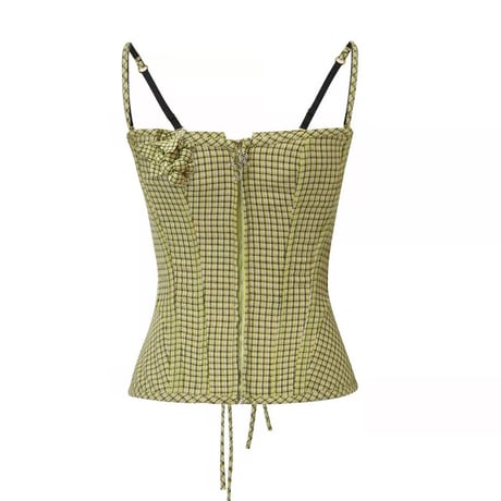 Nφdress X RoomSERVICE888 / Yellow-green Check corset