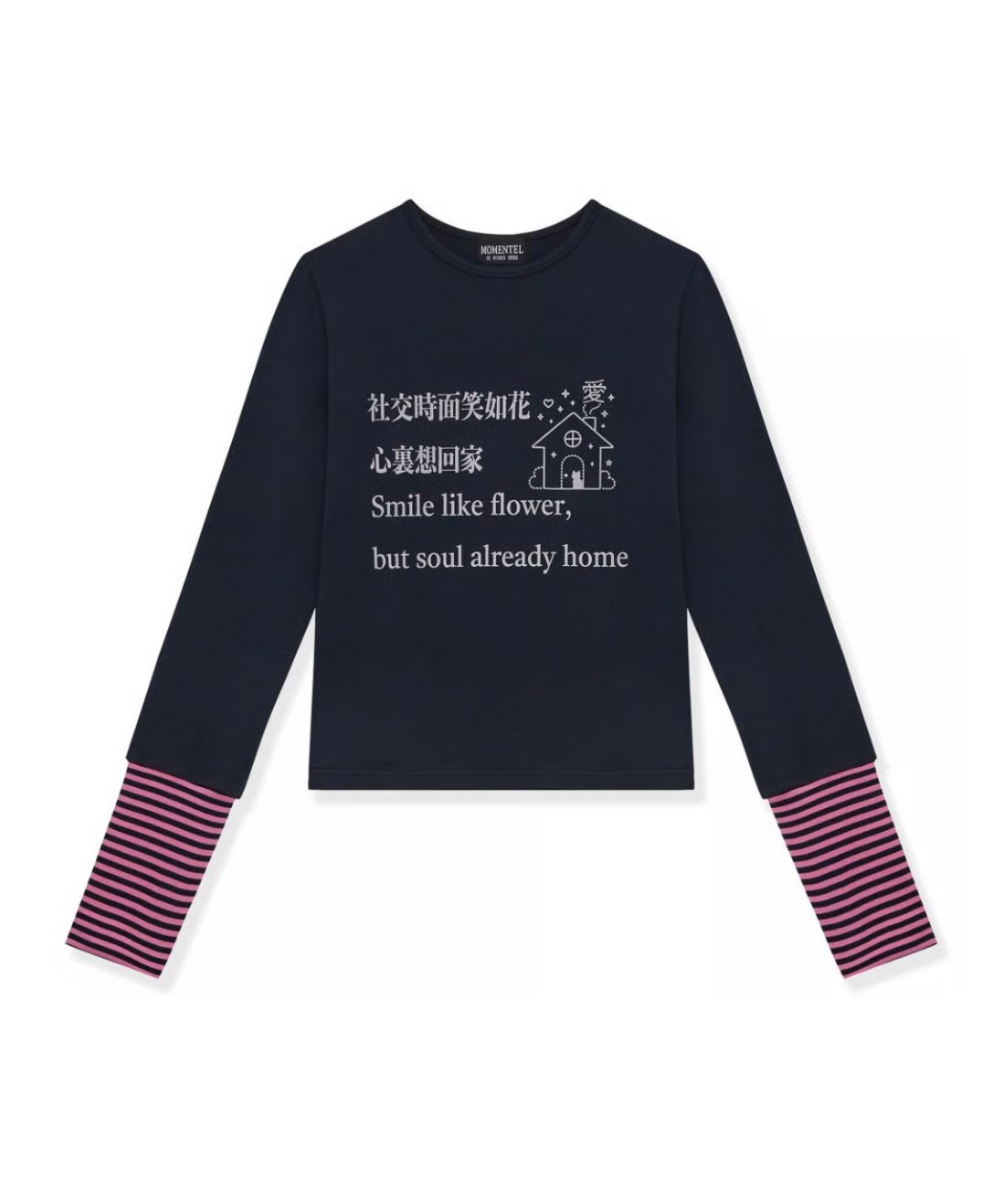 MOMENTEL / Go Home Stripe Long Sleeve (Navy) |