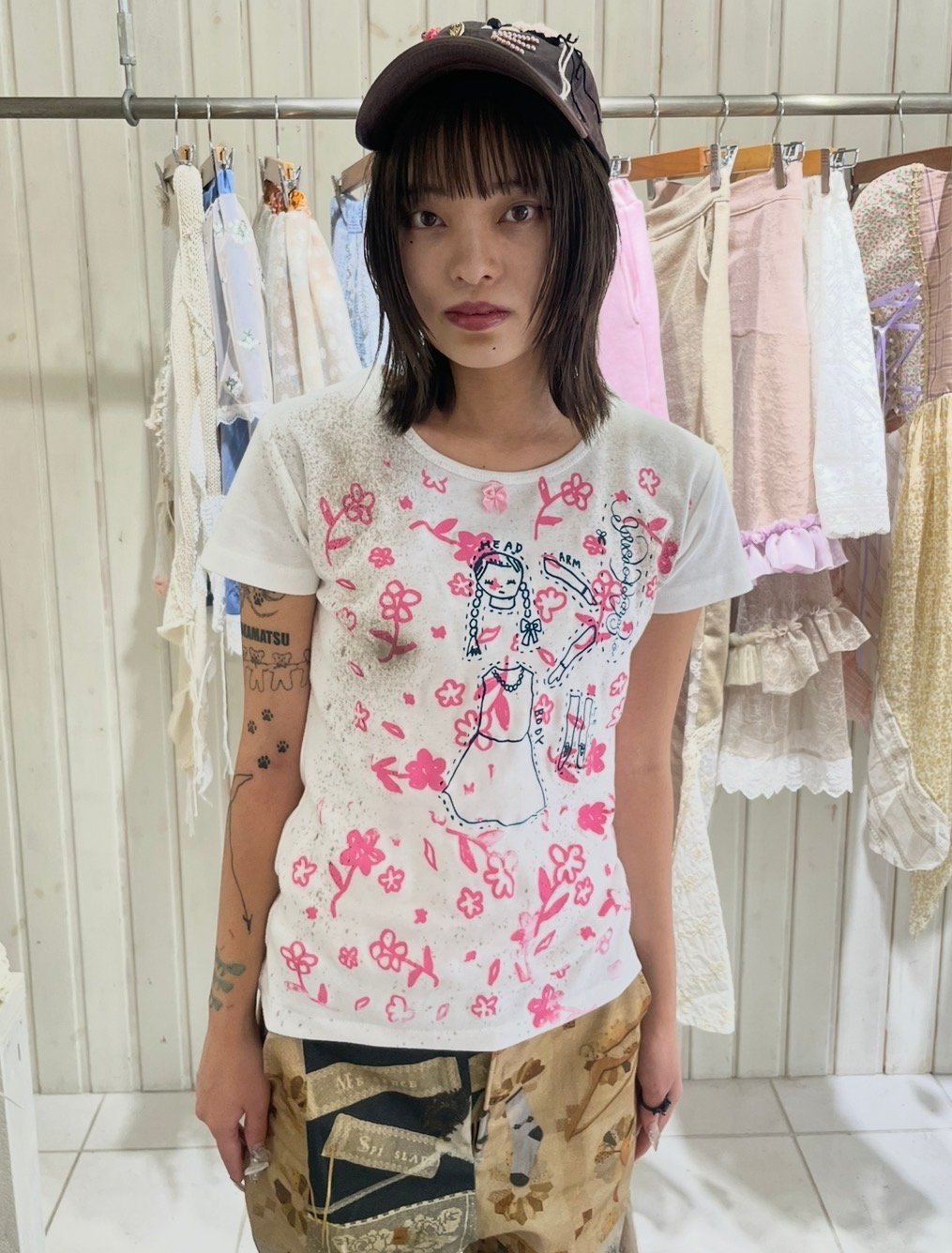 Yushokobayashiリメイク半袖Tシャツ バイカラー original