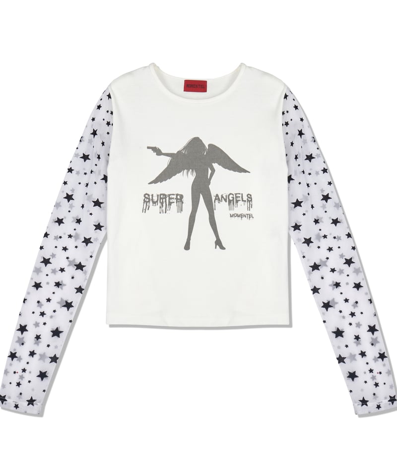 MOMENTEL / Super Angels Star Mesh T-Shirt (Whi