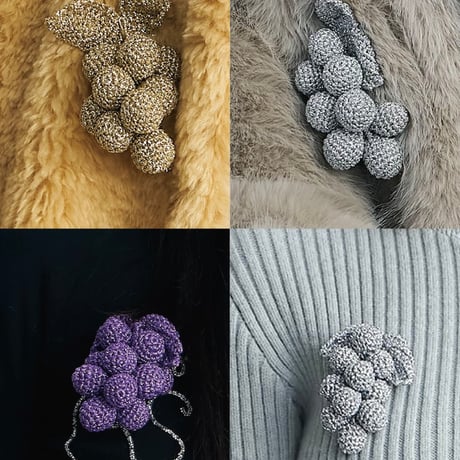 Nφdress X RoomSERVICE888 / Crochet Grape Brooch