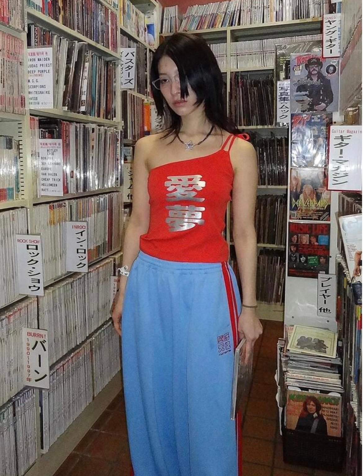 MOMENTEL / Fallen Angels blue Red Track Pants |