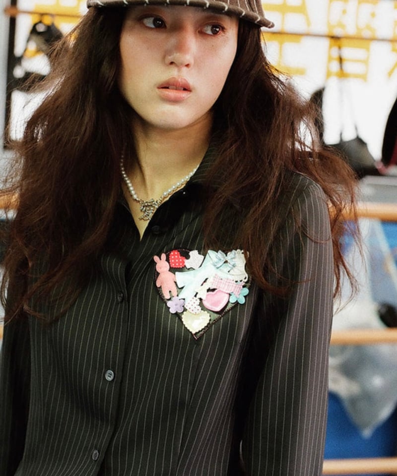 トップス MOMENTEL Heart Velcro Stripe Shirt MOMENTEL / Heart Velcro Stripe Shirt | I/O PORT