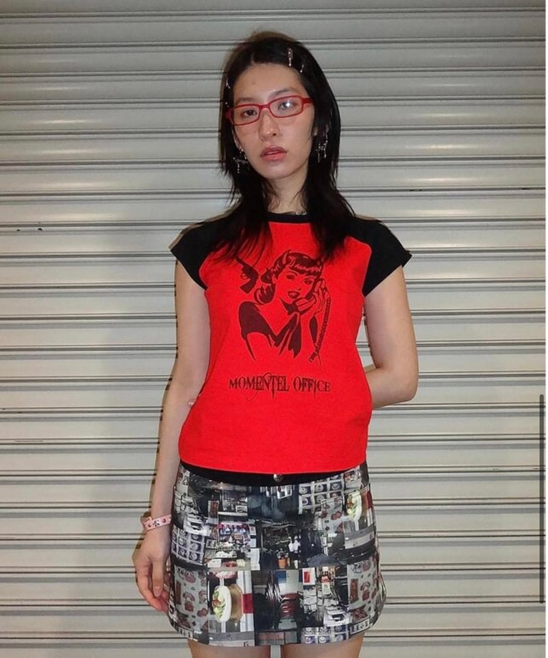 スカート momentel hong kong mini skirt MOMENTEL / Hong Kong Photo Mini Skirt | I/O PORT