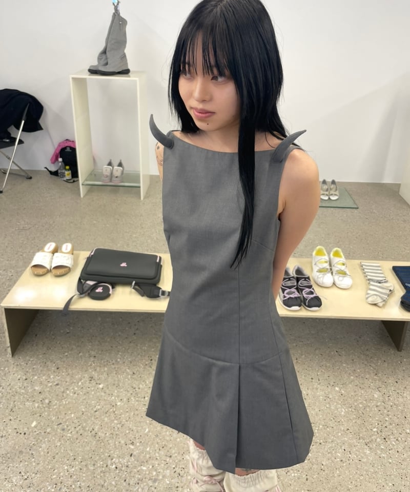 〔Nodress〕ミニワンピース GRAY STUDENT DRESS Nφ DRESS / Gray Student Dress with Devil Horns