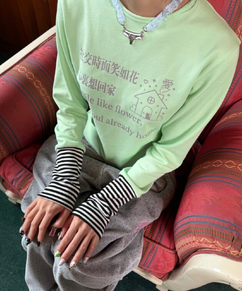 MOMENTEL / Go Home Stripe Long Sleeve (Light gr