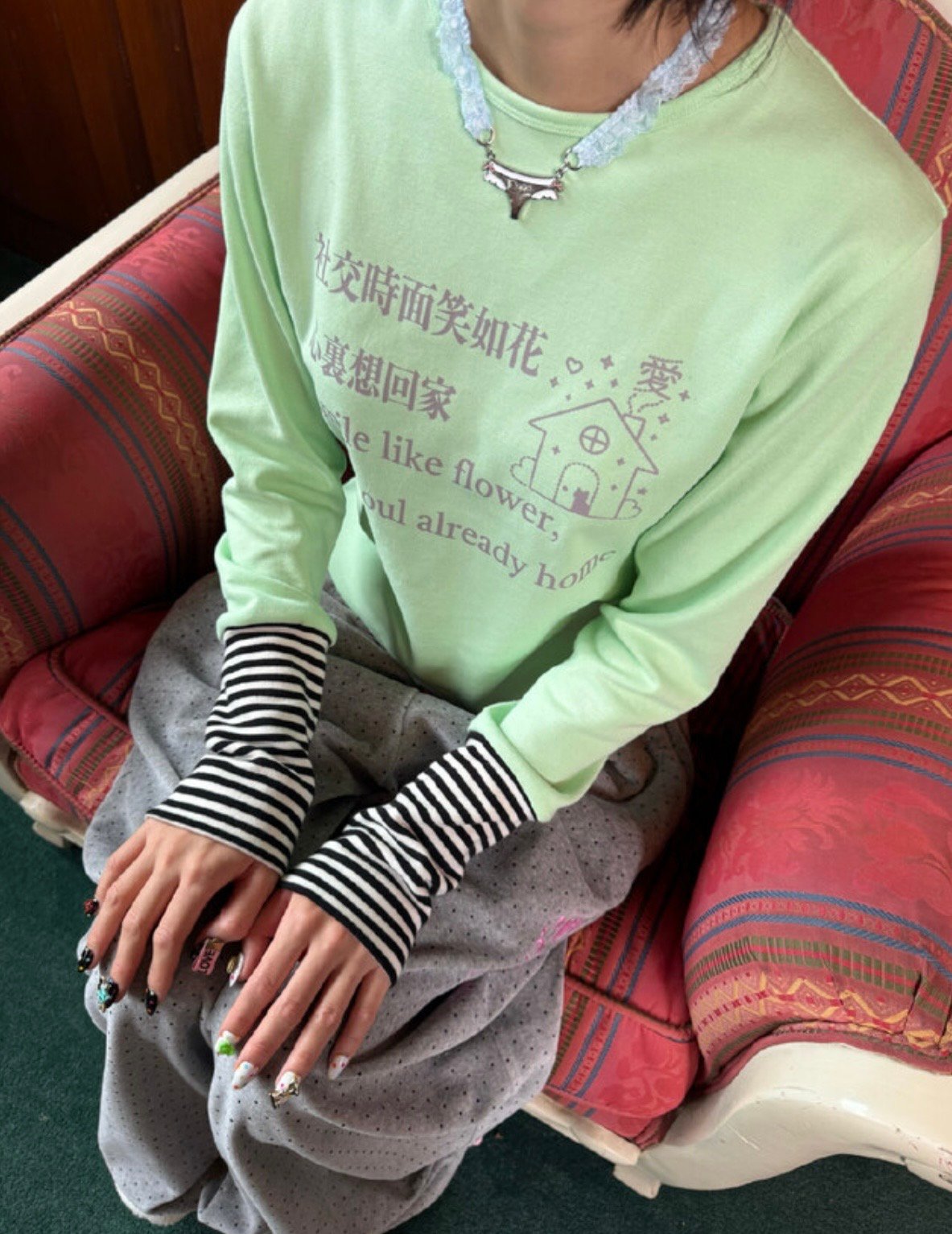 トップス MOMENTEL Go  Stripe Long Sleeve MOMENTEL / Go Home Stripe Long Sleeve (Light gr