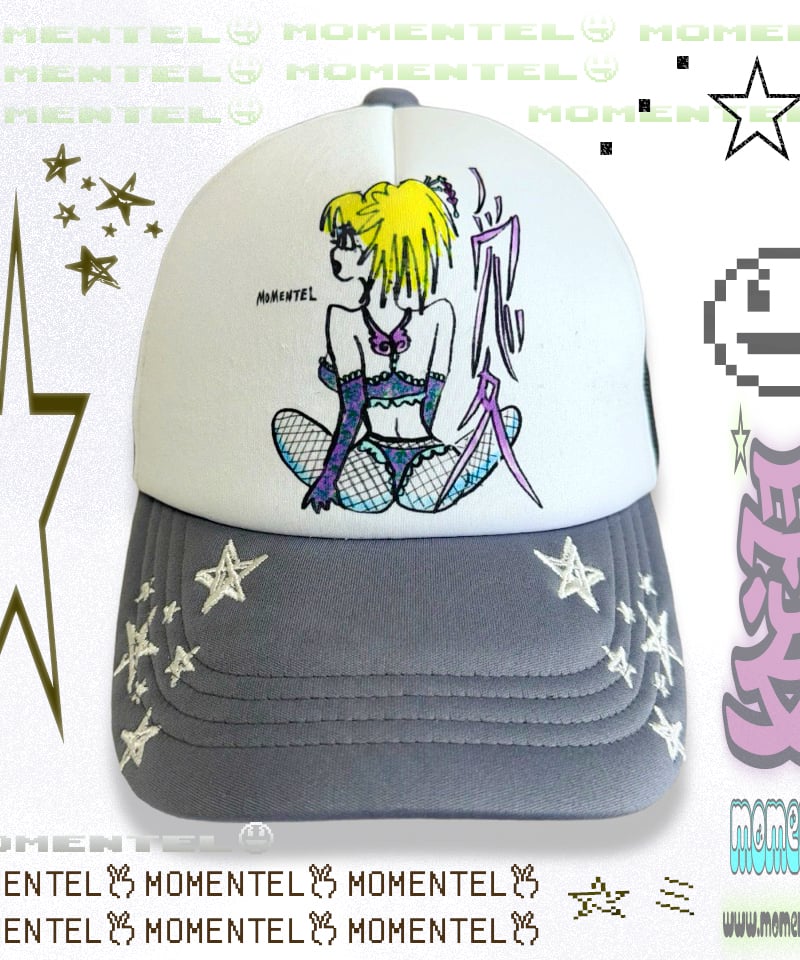 MOMENTEL / Stare drawing mesh cap (Gray) | I/O