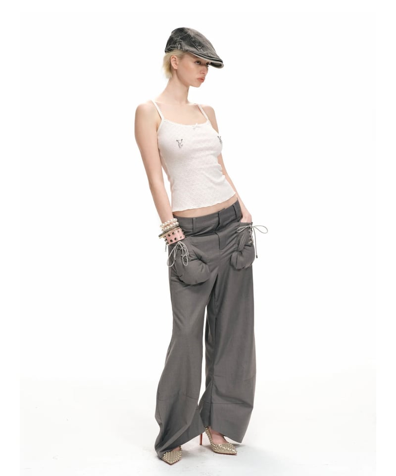 パンツ Nodress Gray Boxing Glove Pants Nφ DRESS / Gray Boxing Glove Low-Rise Suit Pant