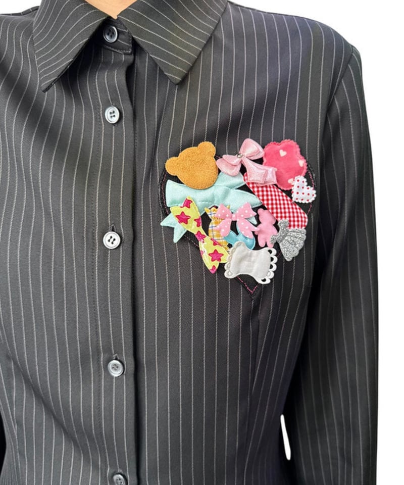 トップス MOMENTEL Heart Velcro Stripe Shirt MOMENTEL / Heart Velcro Stripe Shirt | I/O PORT
