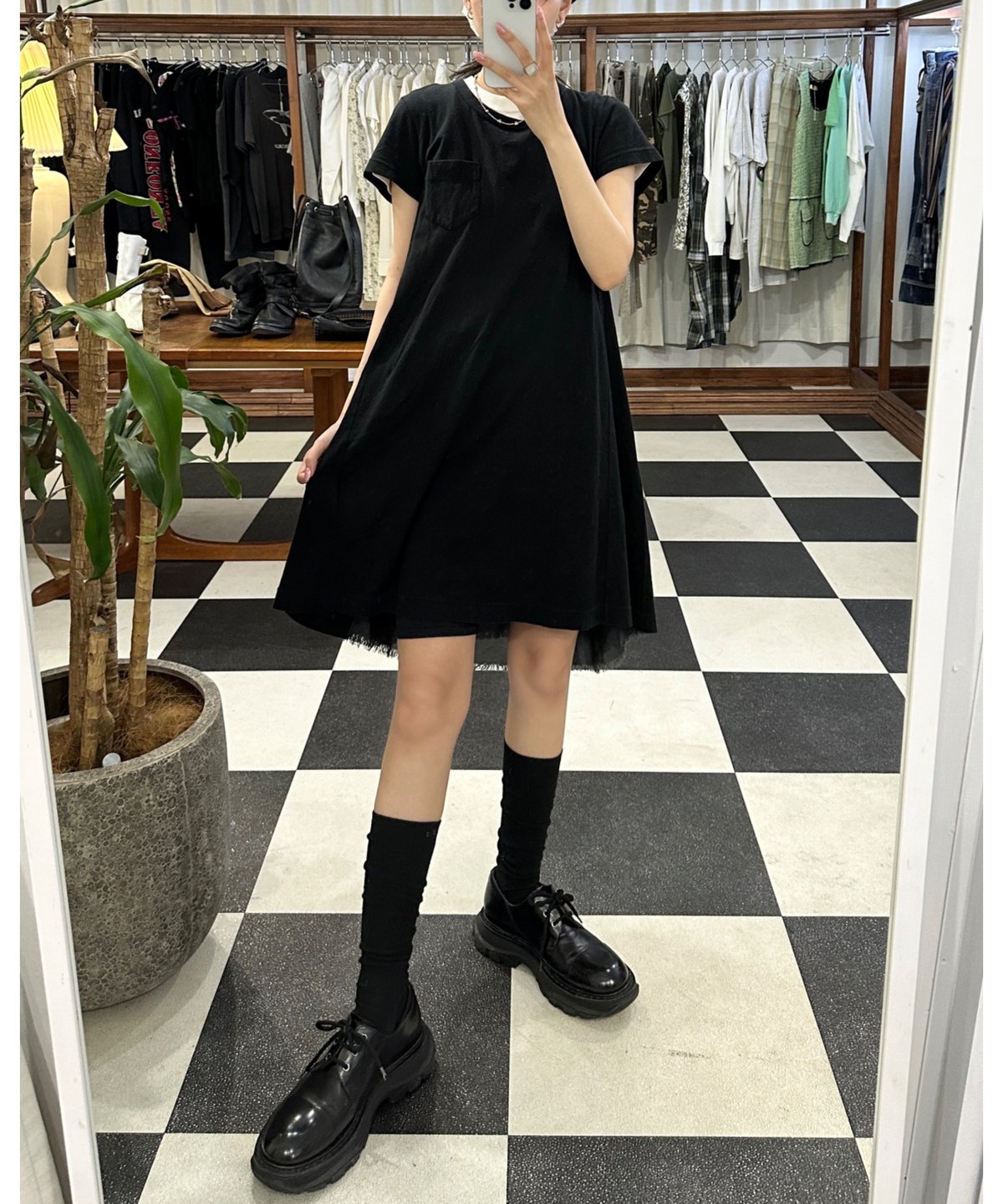 sacai ボーダーフーディ ポンチョ ワンピース 2 23-06489 sacai】one-piece | santonibunnoichi osaka
