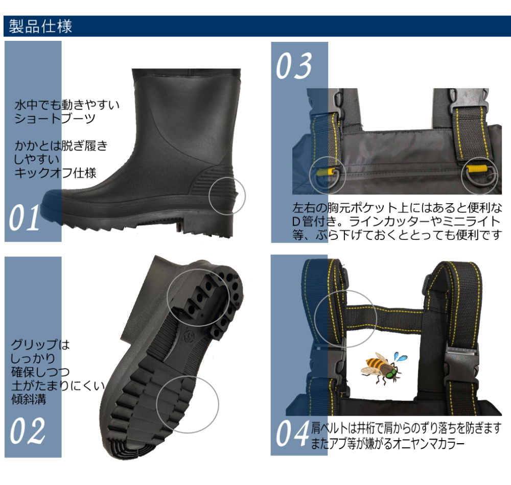 ラジアル底 チェストハイウェーダー 胴付長靴 胴長 釣り用