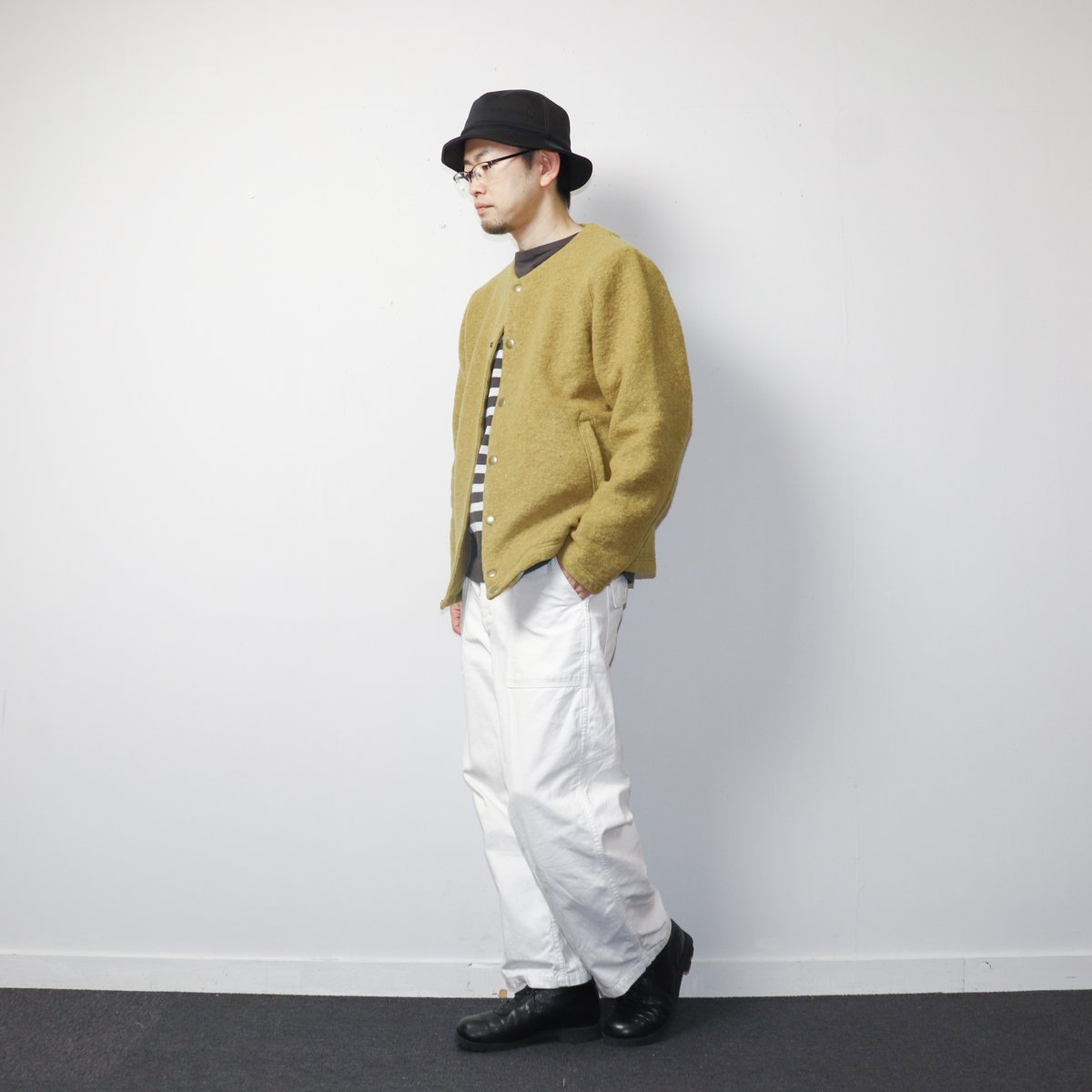 美品 jackman ジャージー カラーレスジャケット ジャックマン ジャックマン/Jackman Wool Collarless Jacket（全2色