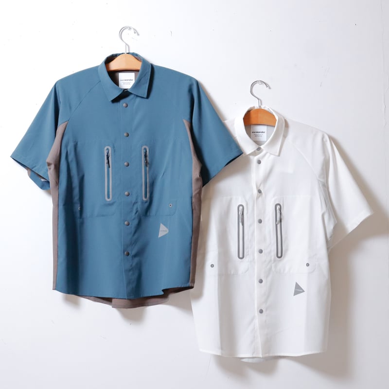 UNISEX】and wander[アンドワンダー] Tech SS Shirt | BLU...