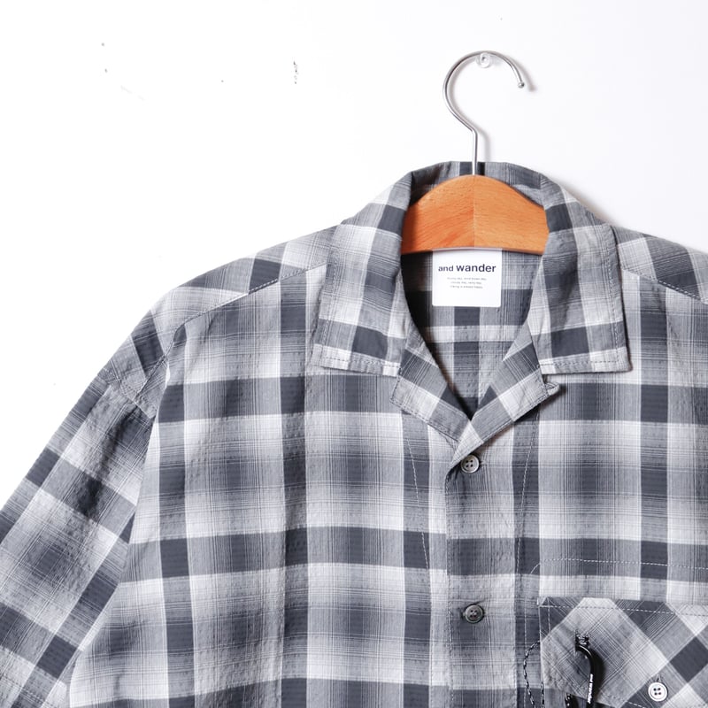MEN'S】and wander[アンドワンダー] dry check open SS sh