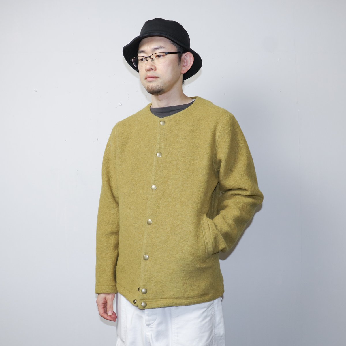 UNISEX】Jackman[ジャックマン] Wool Collarless Jacket