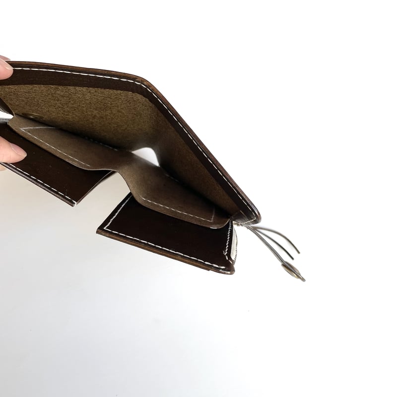 Middle wallet Olive本革 二つ折り財布 ウォレット オリーブ (留め具付