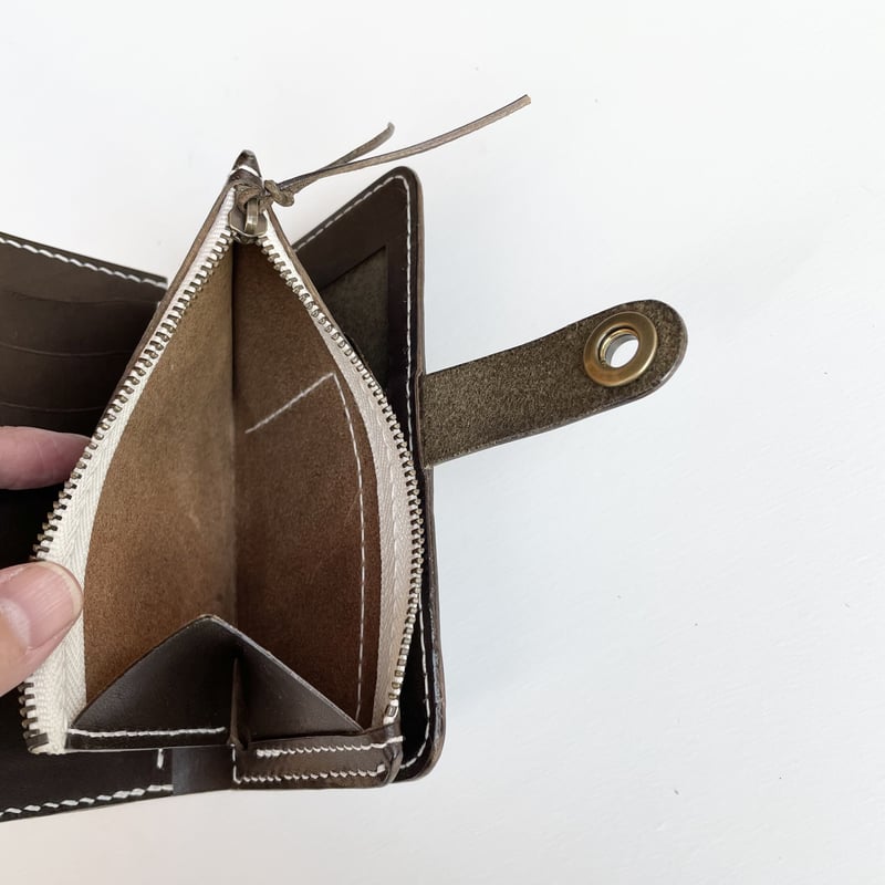 留め革フラップ無しMiddle Leather Wallet ミドルウォレット W2D ≪BLACK≫ HAND-DYED MIDDLE WALLET / 手染めミドル