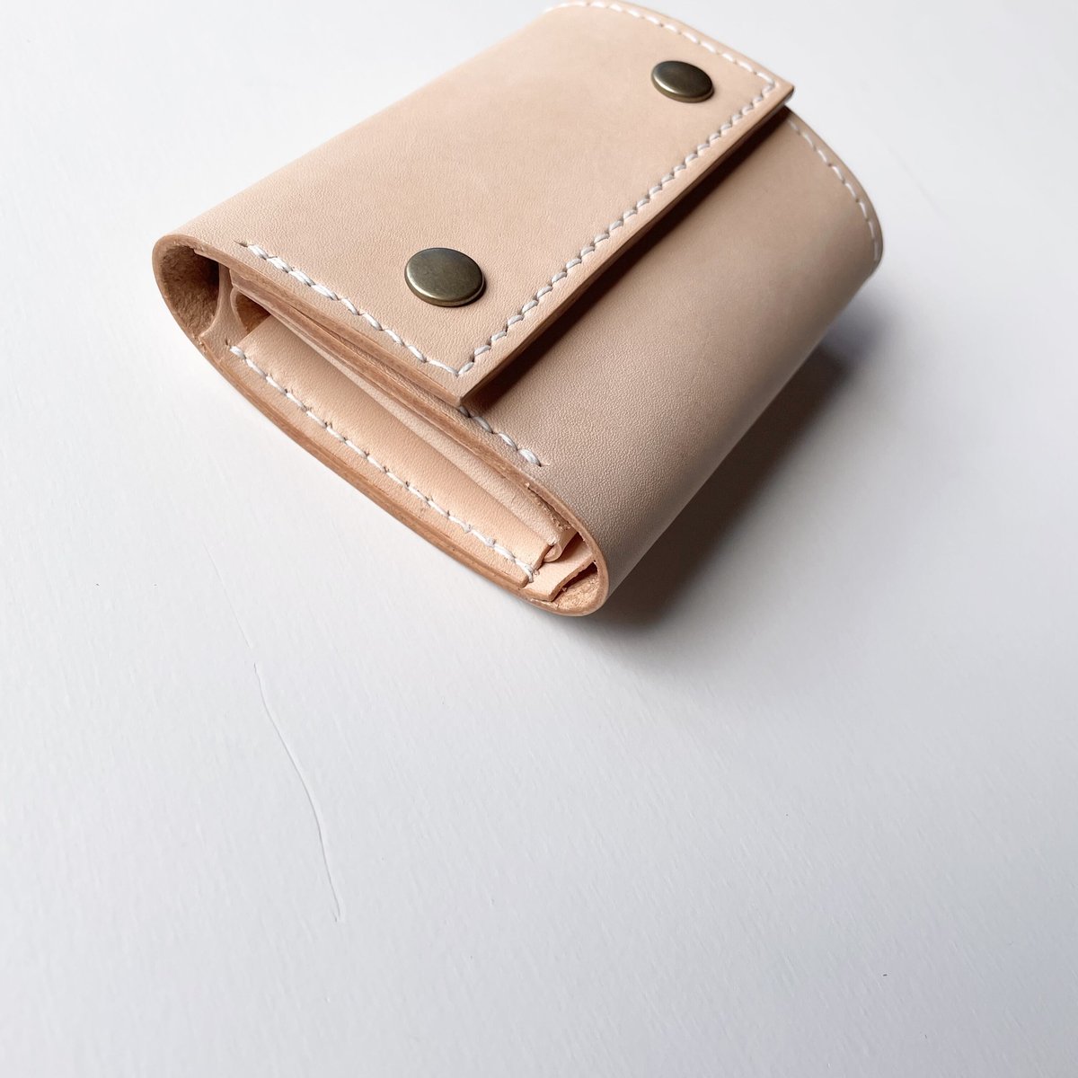 本革mini wallet natural コンパクト三つ折り財布