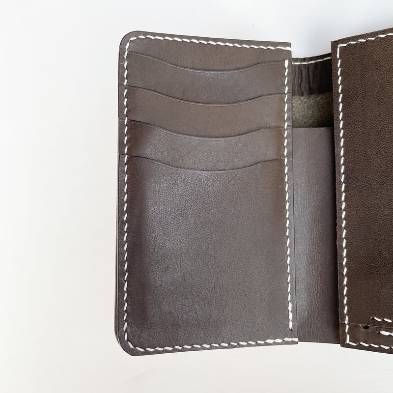 Middle wallet Olive本革 二つ折り財布 ウォレット オリーブ (留め具付
