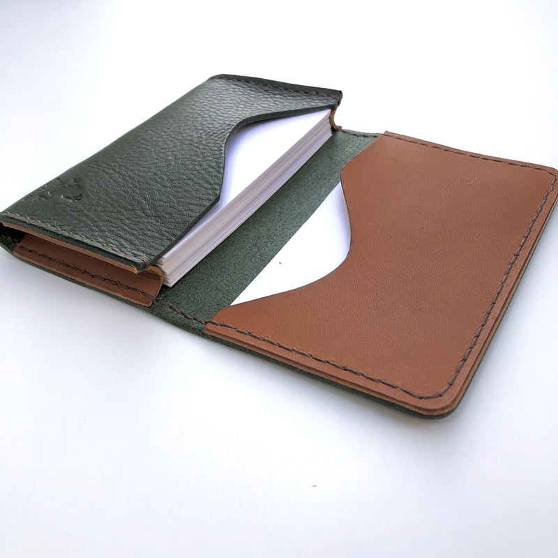 名刺入れ Card case 深緑/深緑×camel | Rana's STORE