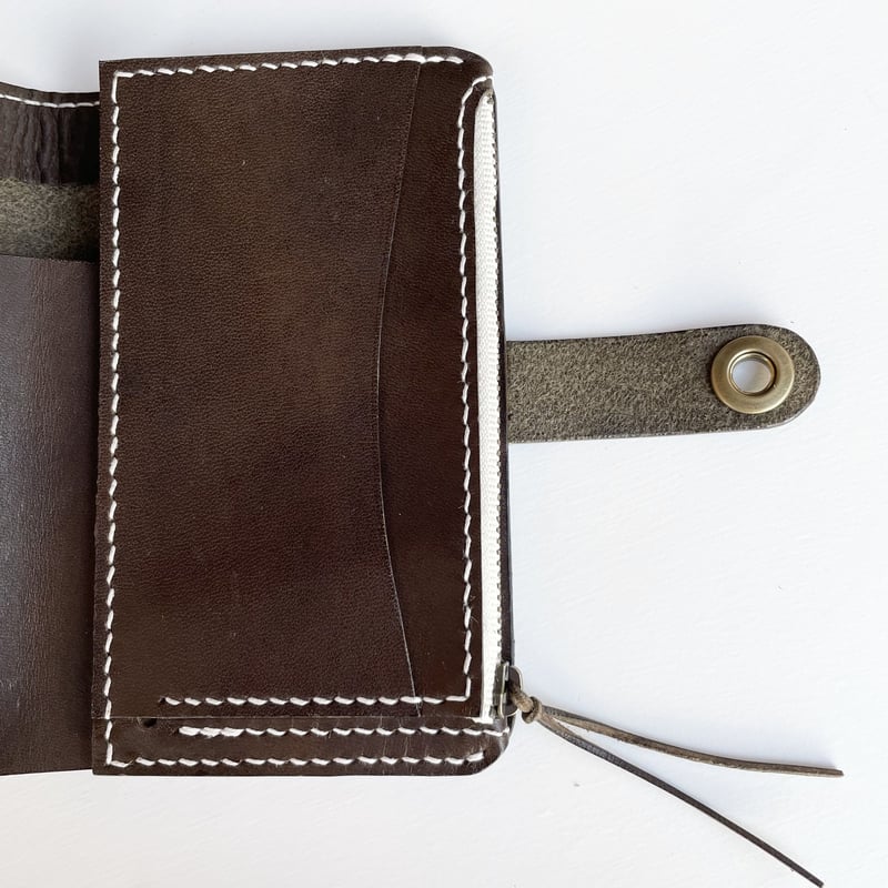 Middle wallet Olive本革 二つ折り財布 ウォレット オリーブ