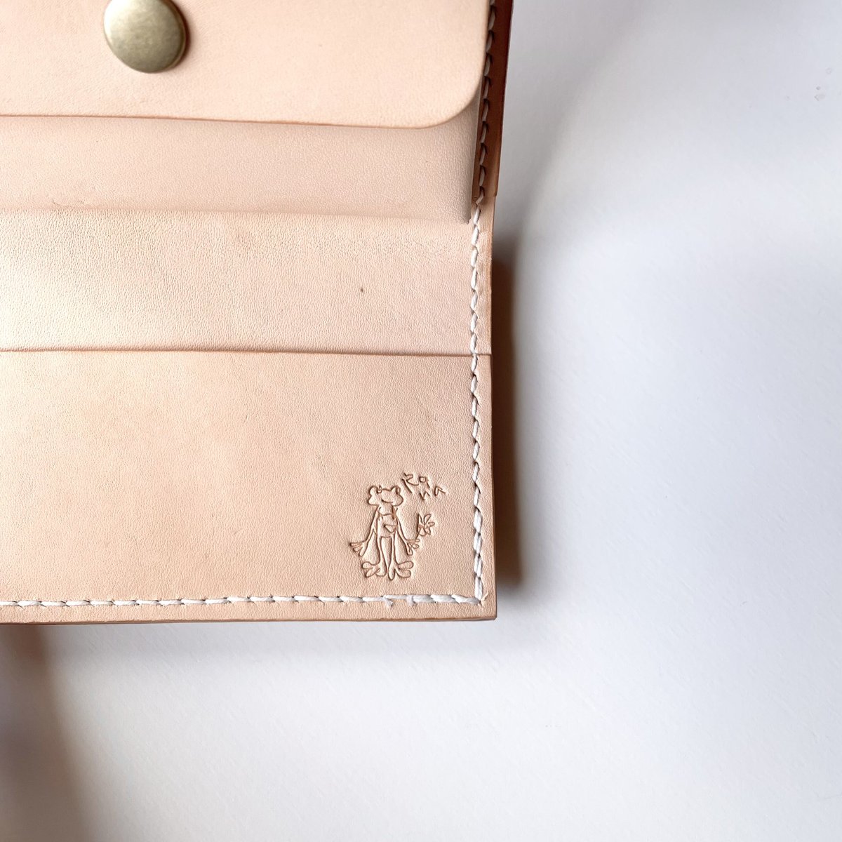 本革mini wallet natural コンパクト三つ折り財布