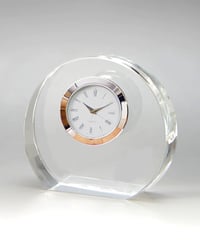 クリスタルガラス 置時計 電波時計 アーチ型 加工費込 | 日本橋