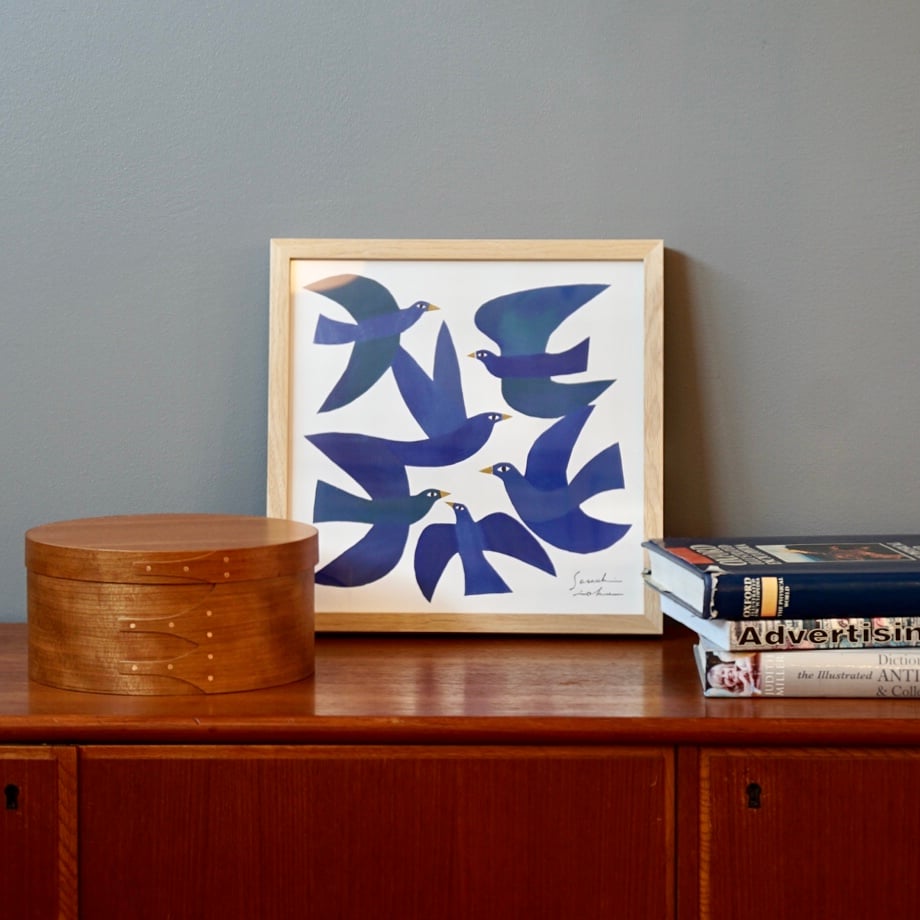 ✨鋳鉄製の鶏親子アートフレーム アートフレーム L ナチュラル イオクサツキ 青い鳥 | axcis nalf