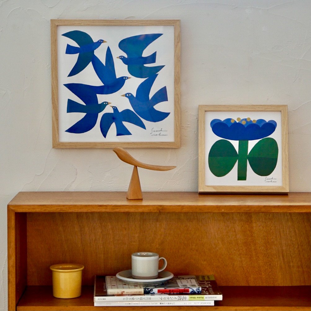 ◼️ めぐみ様 ◼️♡Nアート♡(2感謝状➕Nフレーム) アートフレーム M ナチュラル イオクサツキ 青い花 | axcis nalf