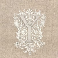 イニシャル刺繍付きリネン生地「Y」