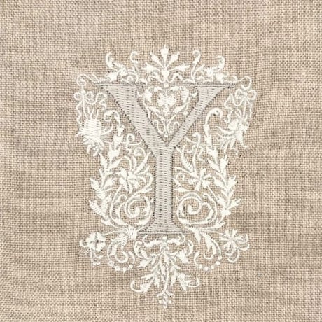 イニシャル刺繍付きリネン生地「Y」
