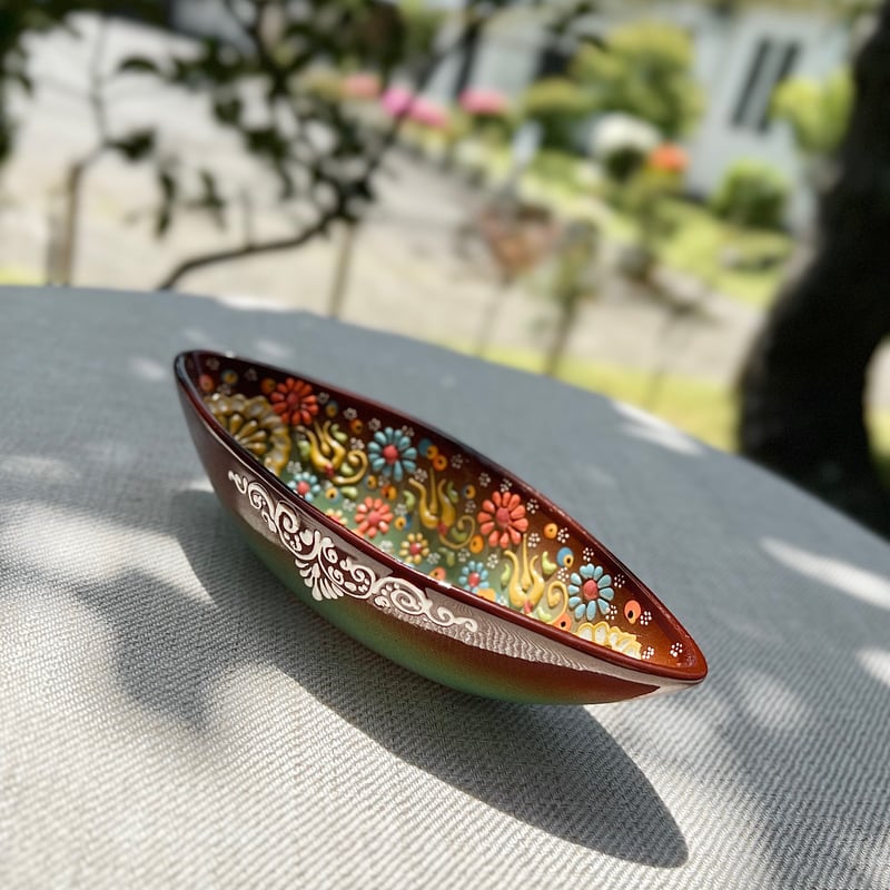 トルコ陶器ボート船型S・ブラウン | Online Store KuTembea