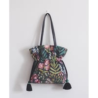 SPICEオリジナル：ワイルドフラワー刺繍生地 巾着トートバッグC