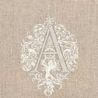 イニシャル刺繍付きリネン生地「A」