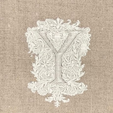イニシャル刺繍付きリネン生地「Y」