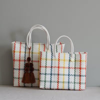 MERCADO BAG LATTICE：WHITE / MULTICOLOR