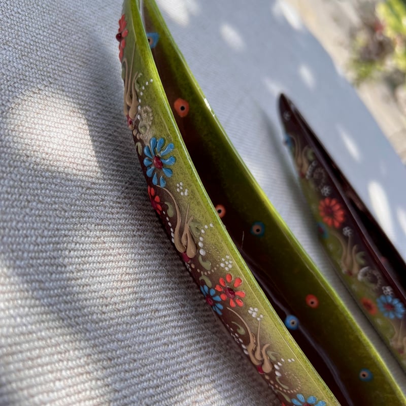 トルコ陶器メゼ・オリーブ皿・グリーン | Online Store KuTembea