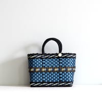MERCADO BAG CLASICO：BLACK / METALLIC BLUE (XXS)