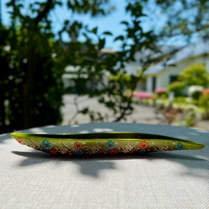 トルコ陶器メゼ・オリーブ皿・グリーン | Online Store KuTembea