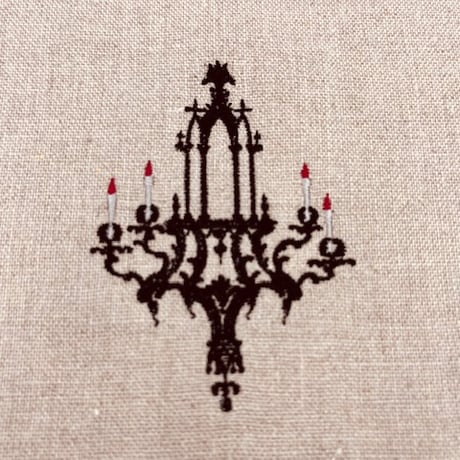刺繍付きリネン生地