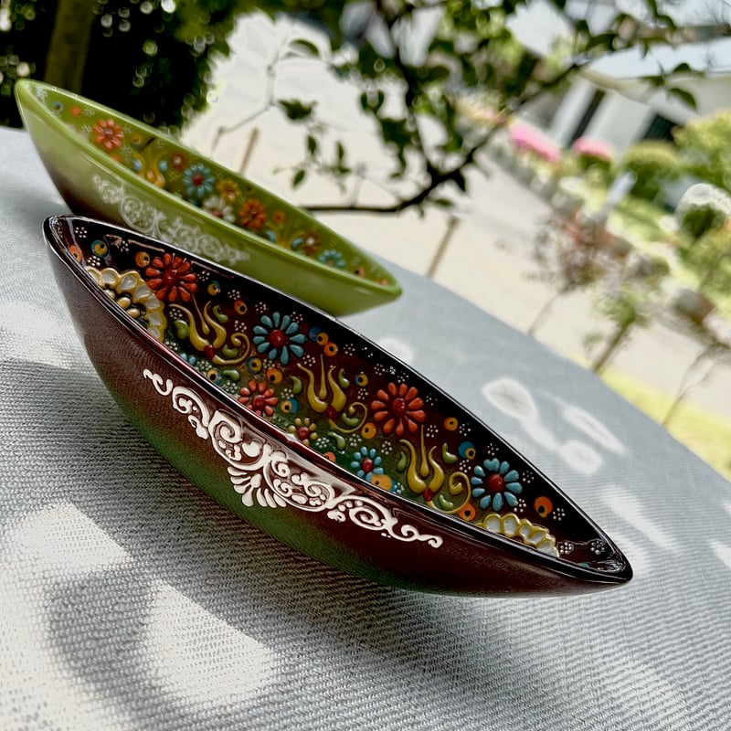 トルコ陶器ボート船型S・ブラウン | Online Store KuTembea