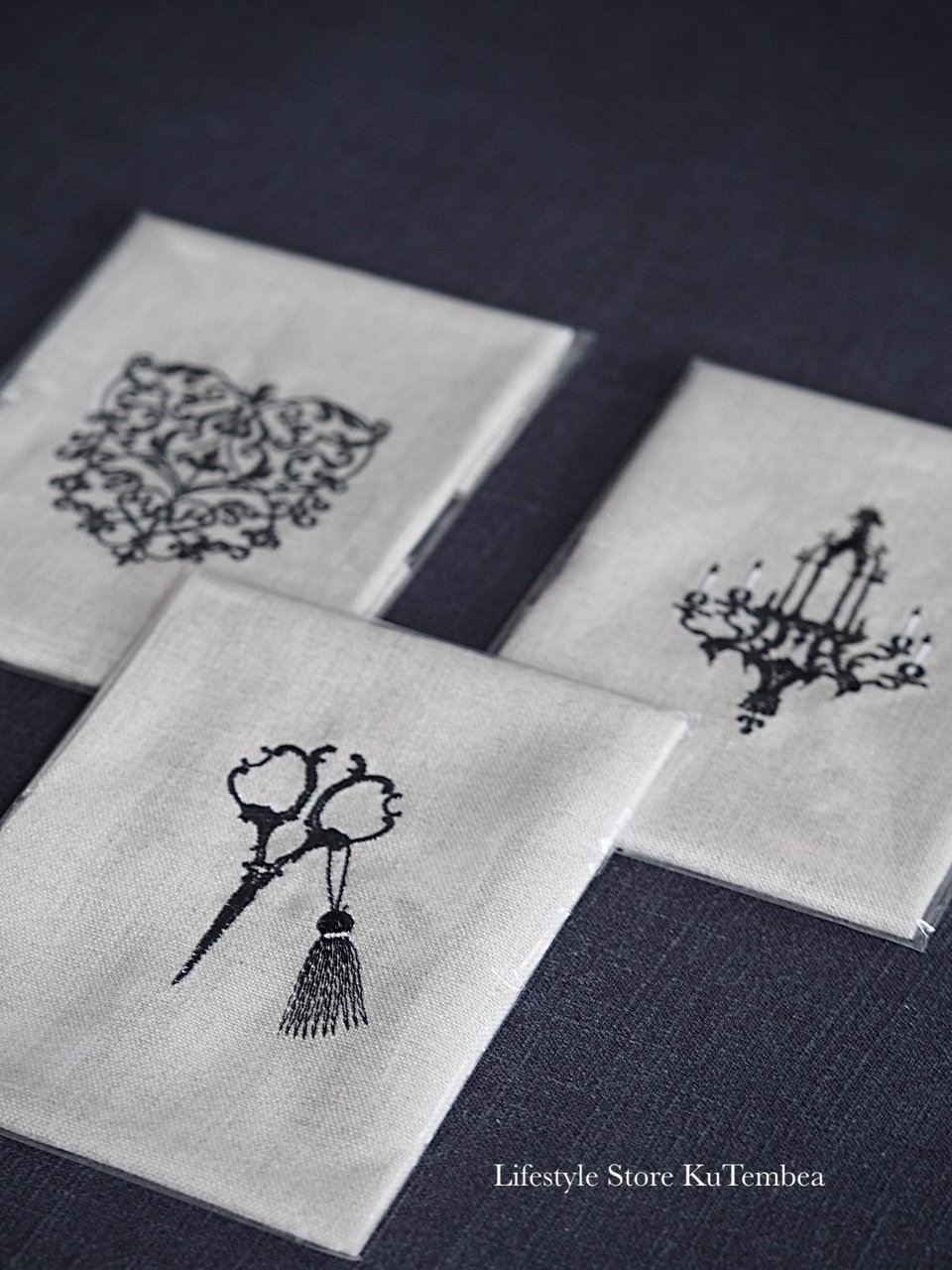 ミシン刺繍付きリネン生地 | Online Store KuTembea